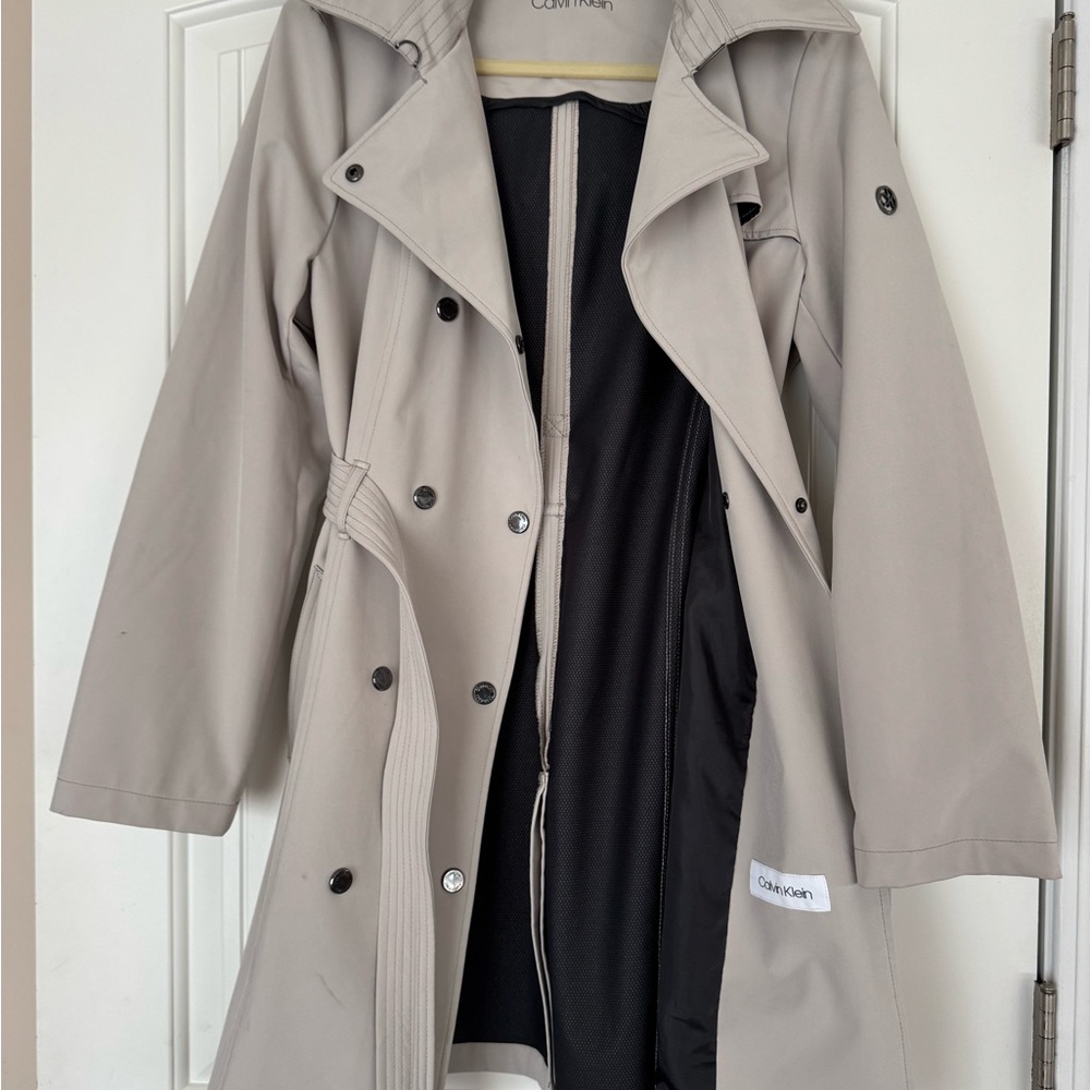 Calvin Klein Trench Coat with Belted Waist - Picture 5 of 7